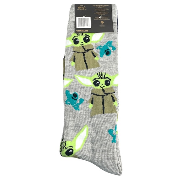 Star Wars The Mandalorian Baby Yoda Crew Socks, 2 Pairs, Blue, Gray - Picture 3 of 6